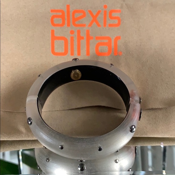 Alexis Bittar charcoal studded Lucite bracelet - Picture 2 of 4